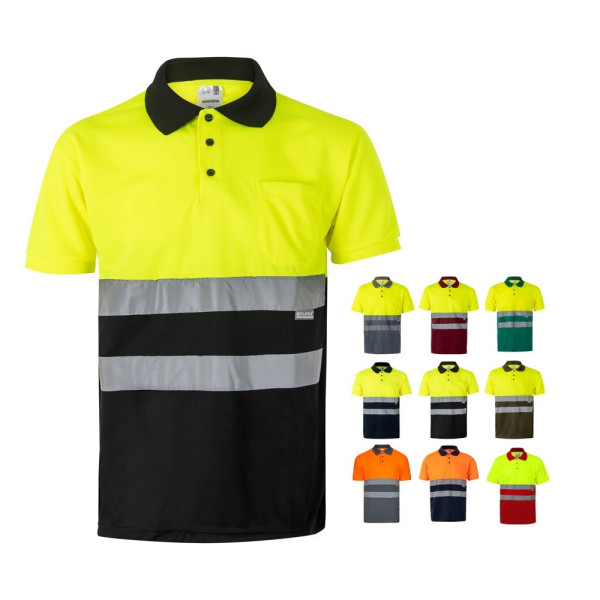 VL CUPID. Zweifarbiges Poloshirt im Bird-Eye-Design (160g/m²) mit kurzen Ärmeln, aus Polyester (100%