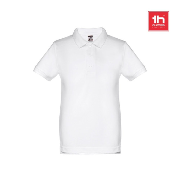 THC ADAM KIDS WH. Kurzärmeliges Poloshirt für Kinder (unisex). Farbe Weiß